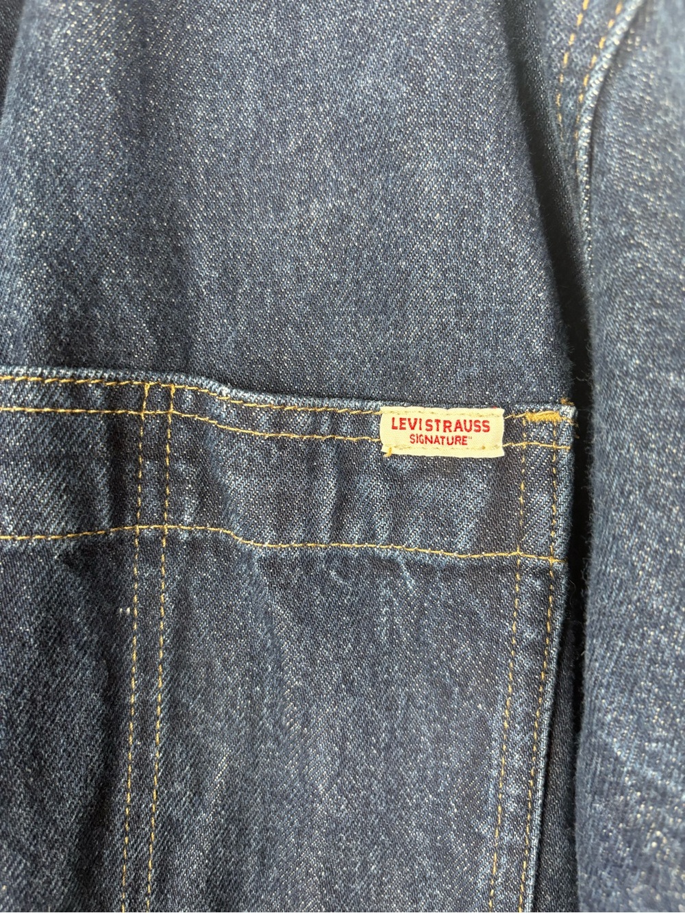 Levi Strauss Men's Dark Blue Denim Jacket Tan Corduroy Collar Heavy Weight Large - Picture 11 of 13